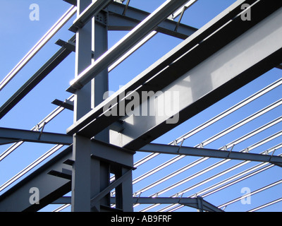 Steel portal frame building during construction Stock Photo