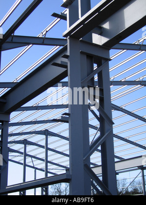 Steel portal frame building during construction Stock Photo