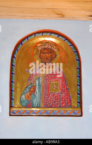 Paintings of saints on a Well close to Holy Mount Hill of Grabarka Stock Photo