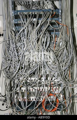 Computer network switch cables Stock Photo