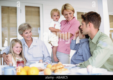 Family having breakfast Stock Photo