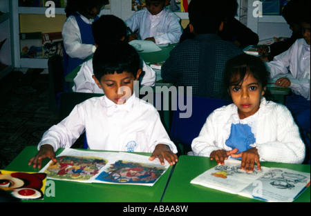 Abu Dhabi UAE Kindergarten Mixed Childrens Class Stock Photo