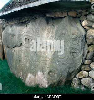 County Meath Ireland Newgrange Detail Of Carved Rock Stock Photo