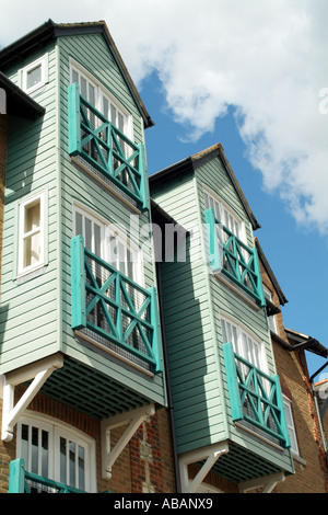 Renovated wood faced housing at Eling Hampshire southern England United Kingdom UK Stock Photo