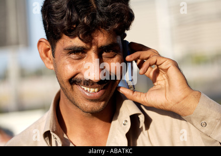 Arab Man on Mobile Phone Stock Photo