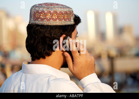 Dubai, Arabian Man on Mobile Phone Stock Photo