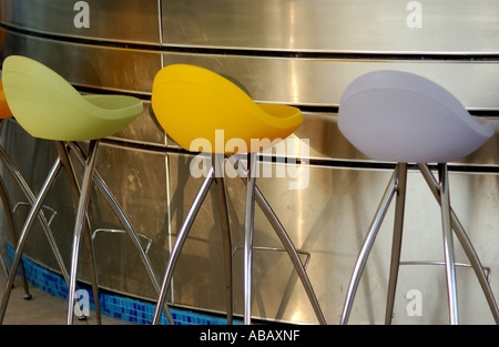 Empty Barstools, Bar Interior Stock Photo