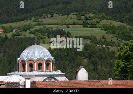 Domes of the Church of the Virgin (Bogorodicina crkva) in Studenica Monastery, Serbia Stock Photo