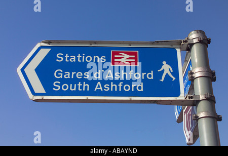 Kent, Ashford, Station Signpost Stock Photo