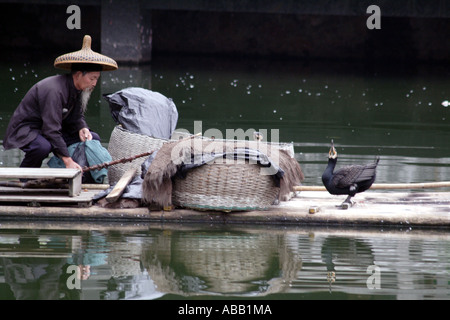 Cormorant Fisherman on the Lee River in Yangshou China Stock Photo