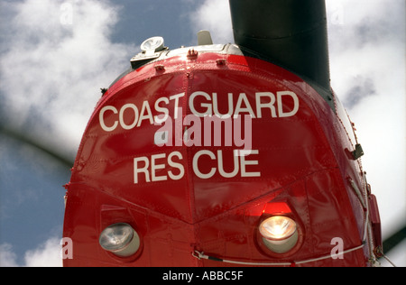 Coastguard Rescue Helicopter seen from below Stock Photo