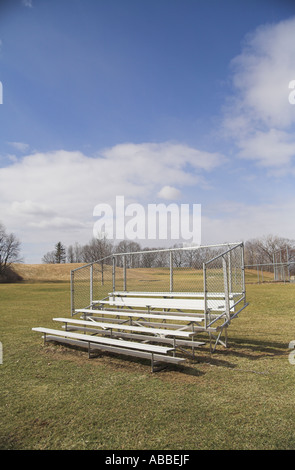 Bleachers in open space on lawn Stock Photo