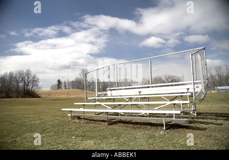 Bleachers in open space on lawn Stock Photo