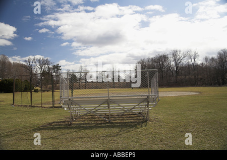 Bleachers in open space on lawn Stock Photo