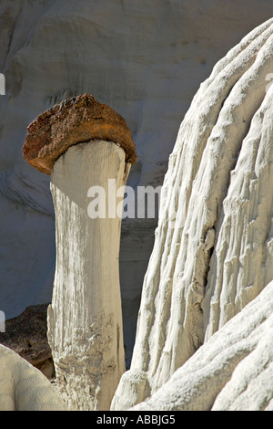 Towers of Silence in the Valley of the White Ghosts along Wahweap Wash near Page Arizona USA Stock Photo