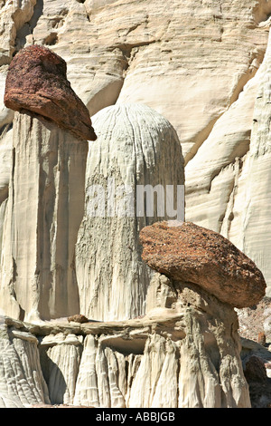 Towers of Silence in the Valley of the White Ghosts along Wahweap Wash near Page Arizona USA Stock Photo