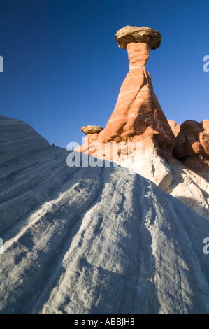 Towers of Silence in the Valley of the White Ghosts along Wahweap Wash near Page Arizona USA Stock Photo