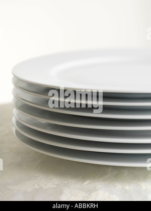 Stack of White Plates Stock Photo