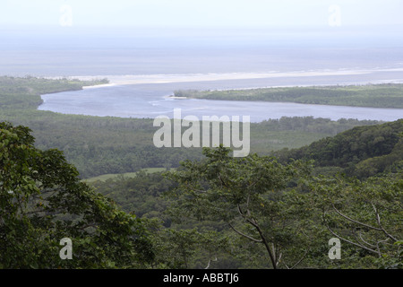 Great Barrier Reef meets Tropical Rainforest at Cape Tribulation in the Daintree Rain Forest, Queensland, Australia Stock Photo