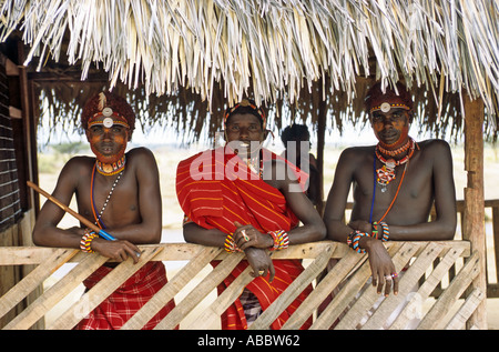 Samburu moran, near Archers Post, Kenya Stock Photo