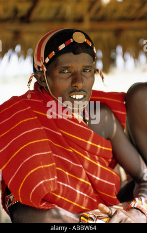 Samburu moran, near Archers Post, Kenya Stock Photo