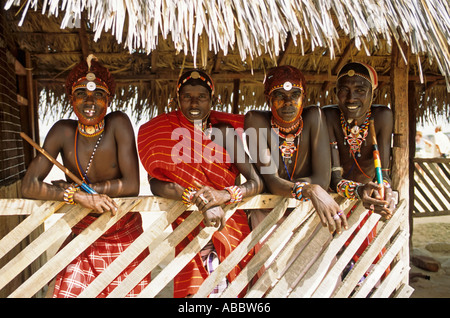 Samburu moran, near Archers Post, Kenya Stock Photo