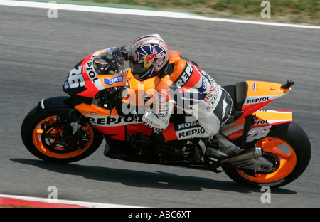 Dani Pedrosa riding for the Repsol Honda team in the 2007 Catalan Moto GP, Montmelo, Barcelona, Spain Stock Photo