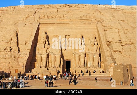 view of the ramses the great s abou simbel temple along the aswaan lake in egypt Stock Photo