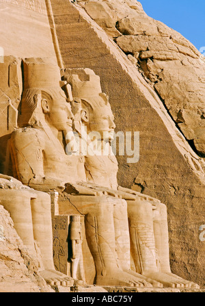 view of the ramses the great s abou simbel temple along the aswaan lake in egypt Stock Photo