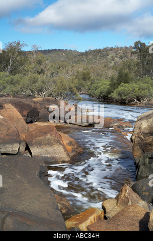 rock and boulder dominated Australian outback river landscape in the ...