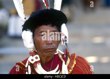 SSA70157 Young north east Indian man wearing traditional dress nagaland india Stock Photo