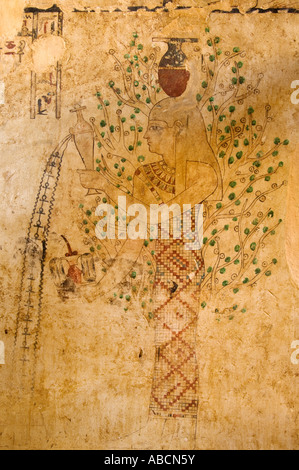 ancient painting in Tomb of Si Amun, mountain of the dead, Siwa oasis, the Great Sand Sea, Western desert, Egypt Stock Photo