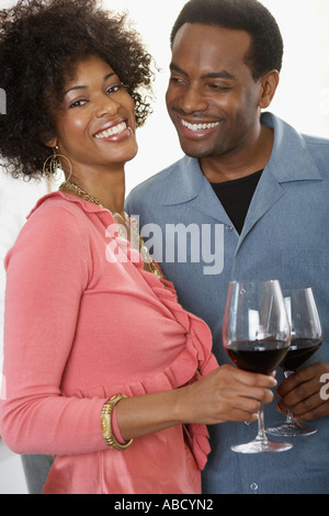 Couple with glasses of wine Stock Photo