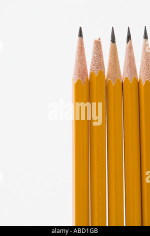 One broken pencil amongst sharp pencils Stock Photo