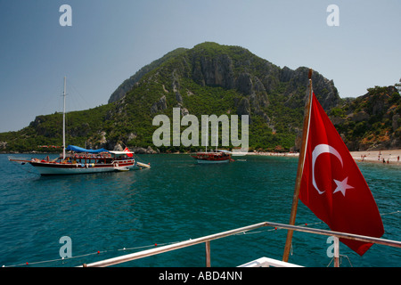 Yacht sailing  in Antalya Province located on the Mediterranean coast of south-west Turkey Stock Photo