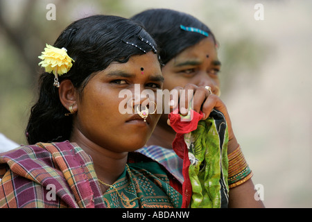 Tribeswoman at the tribal market at Kunduli near Koraput, Orissa, India Stock Photo