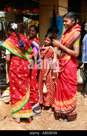 Tribeswoman at the tribal market at Kunduli near Koraput, Orissa, India Stock Photo