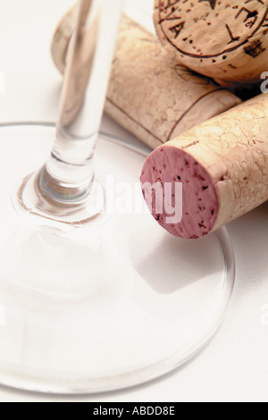 Corks and wine glass Stock Photo