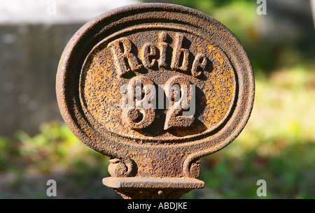 rusty sign 'Reihe 32' Stock Photo