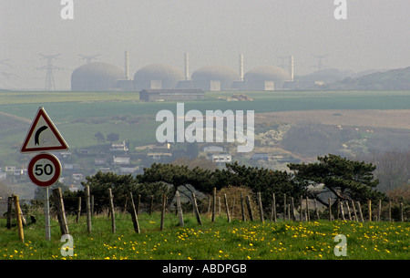 France Normandy Veulettes town EDF nuclear power plant Stock Photo
