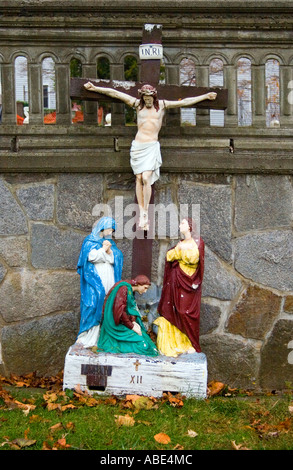 The twelfth stage of the cross at a replica of the Vatican gardens at a church in Bridgeport Connecticut Stock Photo