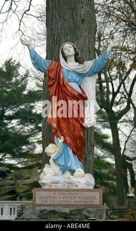 Religious statue at the replica of the Vatican gardens at a church in Bridgeport Connecticut Stock Photo