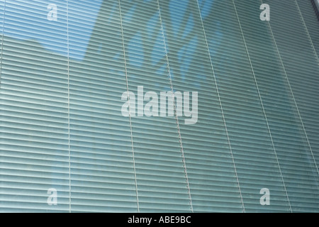 Closed blinds behind glass Stock Photo
