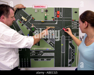 Crossing rules in the driving school Stock Photo