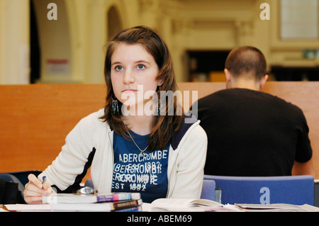 Cardiff University students studying for exams in the university library Cardiff South Wales UK Stock Photo