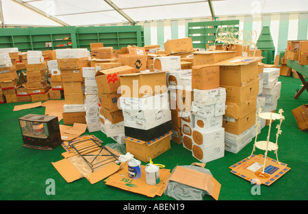 Boxes of books ready to be unpacked in Pembertons bookshop prior to start of The Guardian Hay Festival Hay on Wye Powys Wales UK Stock Photo
