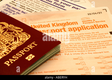 Biometric Passport, British passport, passport and application forms Stock Photo