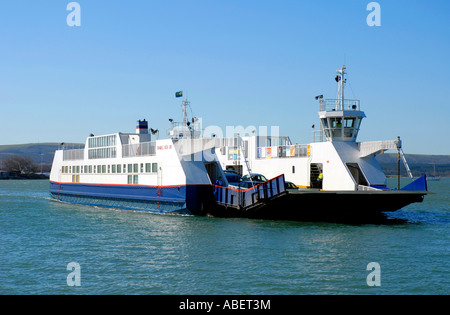 Sandbanks car and passenger chain ferry, Poole Harbour, Dorset, Britain, UK Stock Photo