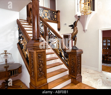 Titanic replica staircase in home Stock Photo