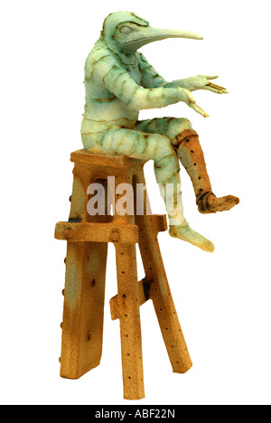 fantasy figure figurine other world worldly statue statuesque humanoid hybrid avian mechanical techno technology ornament orname Stock Photo